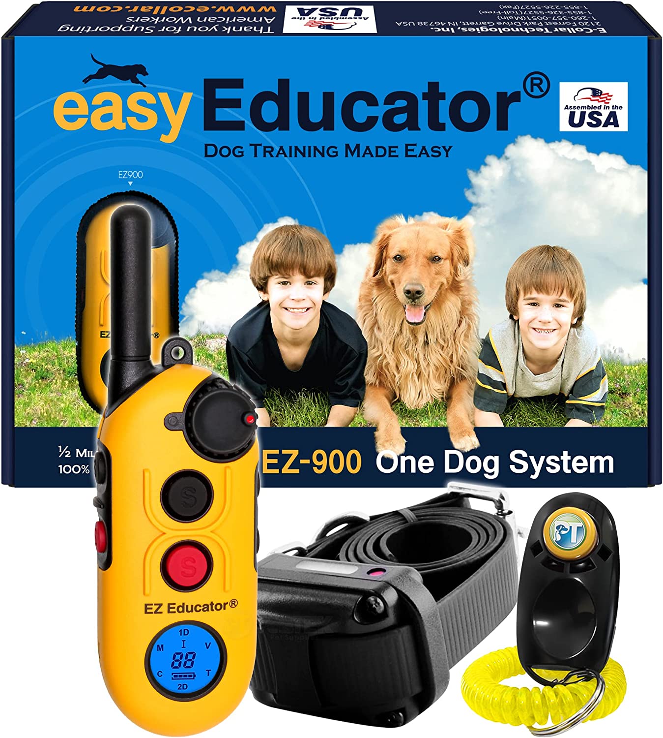 قلاده الکترونیکی سگ برند asy-Educator  کد G900  یک قلاده استاتیک، لرزان و تحریک صدا با کیت آموزشی کلیکر آموزش سگ