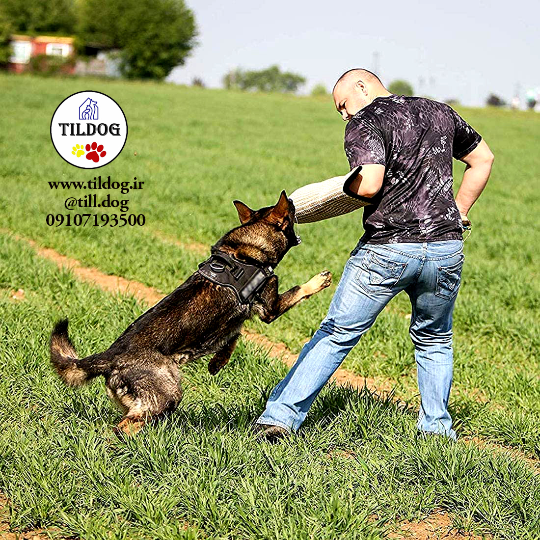 آستین ضد گاز گرفتگی، روکش نرم جوت برای آستین های ضد گاز گرفتن دست ساز  با دسته مخصوص آموزش سگ