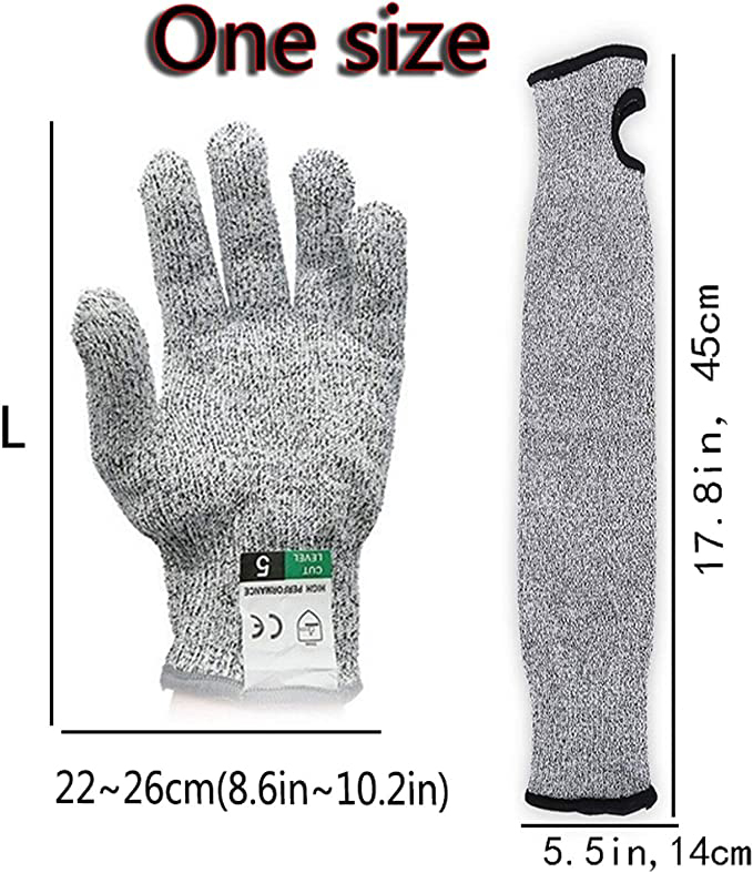 آستین بافتنی مقاوم در برابر برش ، 18 اینچی، دستکش ایمنی ضد برش درجه 5، پوشش بازوی ضد برش  است.  برای دست‌های محافظ آشپزخانه و کار در فضای باز ، نظافت حیوانات خانگی