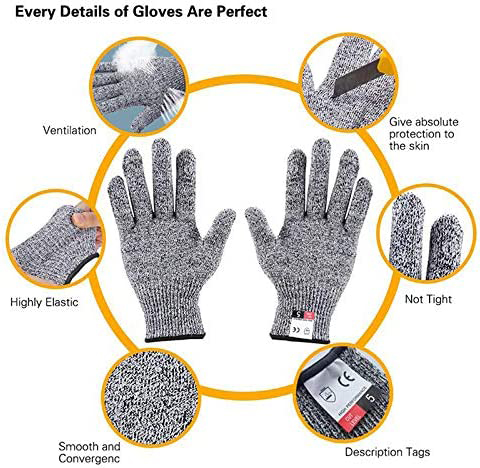 دستکش های ضد برش اندازه L معمولی هستند، مناسب برای مشتریان با 22cm~26cm تا بهترین تناسب را داشته باشند. اندازه آستین بازو 45 سانتی متر است. می تواند کل بازوی شما را بپوشاند تا اطمینان حاصل شود که کل بازوی شما محافظت می شود.