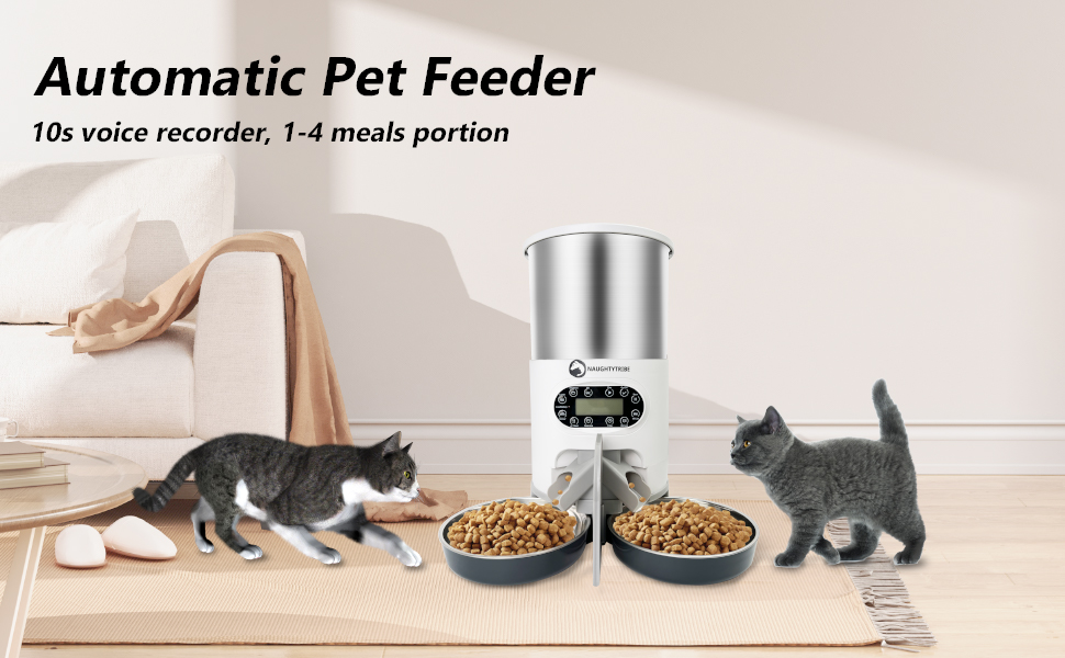 غذا خوری گربه اتوماتیک  4.5 لیتری ( تغذیه کننده دو طرفه خودکار حیوانات خانگی ) برند: NAUGHTYTRIBE کد : E 180
