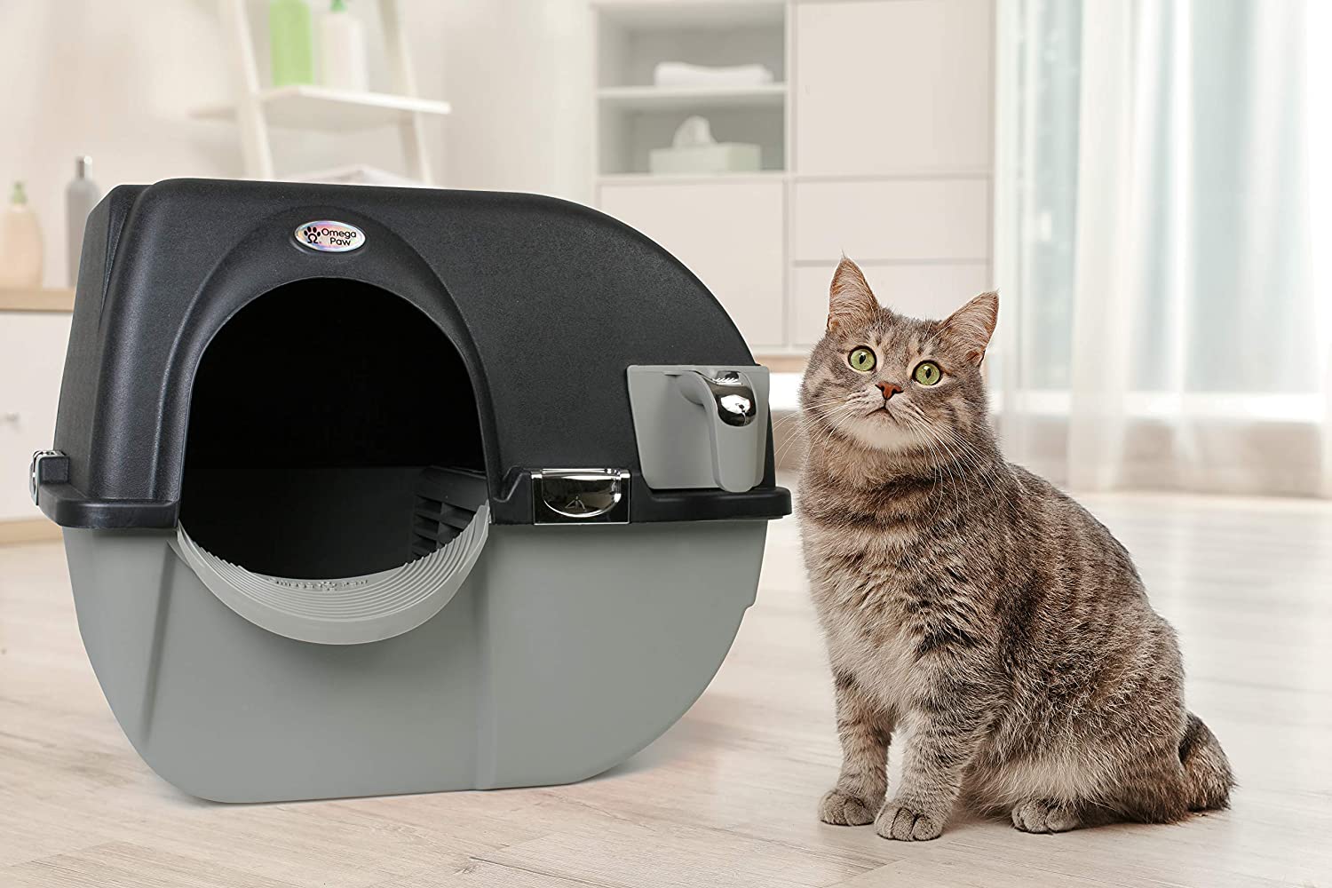 توالت گربه ، جعبه زباله خود تمیز شونده گربه ( نیم اتوماتیک ) برند : Omega Paw کد : X500