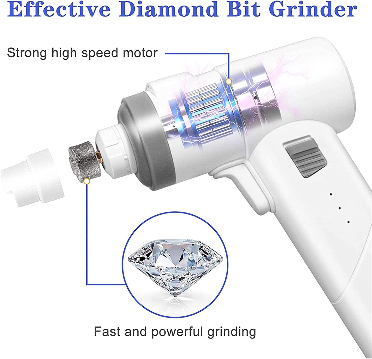 ساخته شده از سنباده الماس، چرخش سریع 3 سرعته (3000/5000/8200 دور در دقیقه)