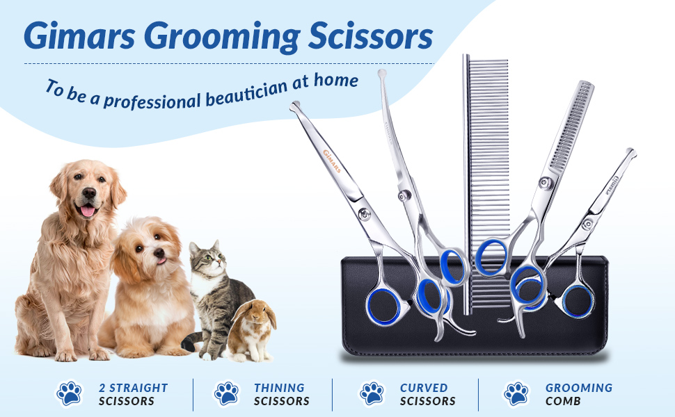 ست حرفه ای قیچی آرایش و اصلاح مو و نظافت سگ از جنس استنلس استیل 6 در 1 برند: Gimars کد : N 130