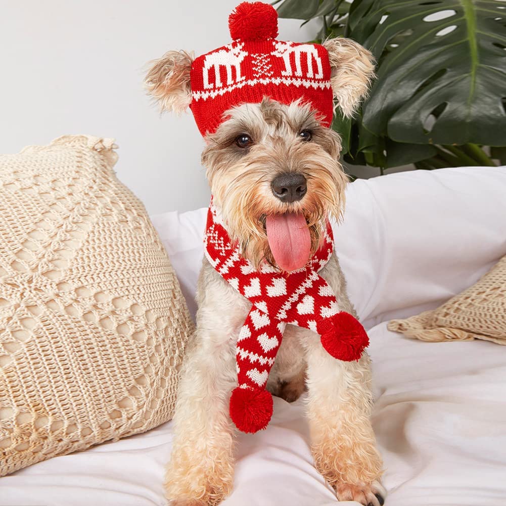 کلاه و شال حیوان خانگی کریسمس زیبا شامل 1 تکه کلاه و 1 تکه روسری است که هدیه خوبی برای کریسمس یا سال نو برای توله سگ، بچه گربه یا حیوانات خانگی دوستان شماست.