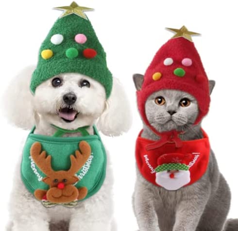   ست کلاه حیوانات خانگی کریسمس: این بسته شامل 1 تکه کلاه سگ بابانوئل سبز و 1 تکه کلاه سگ بابانوئل قرمز است که هدایای زیبا و خنده دار کریسمس برای توله سگ ها و بچه گربه های دوست داشتنی شما هستند.