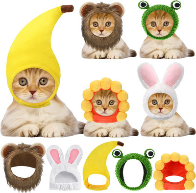  عدد کلاه گربه کلاه خرگوش لباس شایان ستایش با گوش کلاه گربه یال خنده دار برای گربه ها و سگ های کوچک