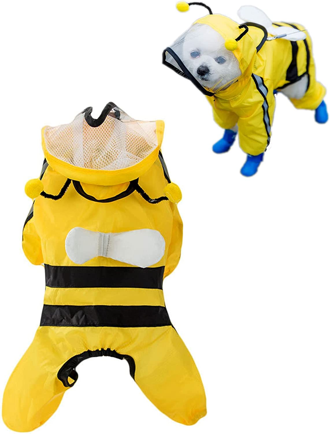 بارانی سگ، کت بارانی ژاکت ضدآب به شکل زنبور عسل، با پانچوی کلاهدار و نوار انعکاسی