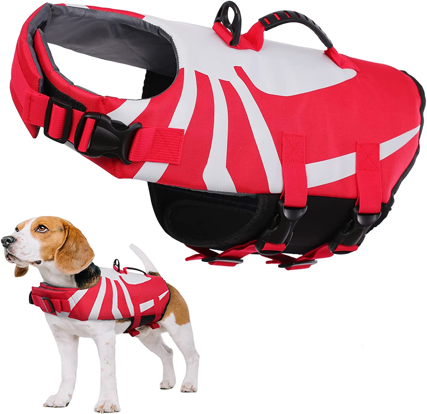 لباس شنا محافظ حیوانات خانگی با بند قابل تنظیم و دسته نجات برای سگ های کوچک متوسط ​​و بزرگ