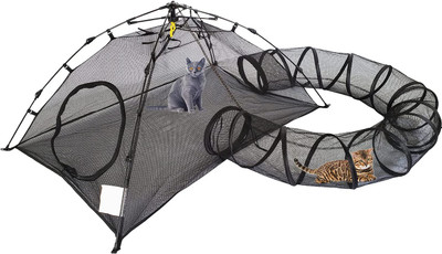 محوطه گربه در فضای باز چادر گربه در فضای باز پاپ آپ بازیخانه حیوانات خانگی با تونل یک گربه خانه بازی گربه قابل حمل