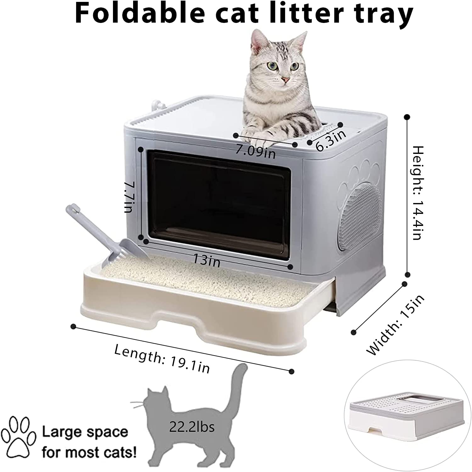  طراحی تاشو جعبه بستر گربه با درب عمدتاً برای نگهداری راحت، نصب و جداسازی، صرفه جویی در فضا و حمل آسان است