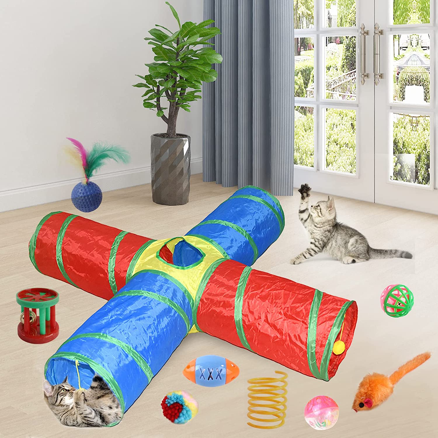  مجموعه محبوب تونل گربه تعامل و سرگرمی بیشتری را برای بچه گربه شما به ارمغان می آورد و ساعت ها ورزش و سرگرمی خود را برای کمک به گربه شما فعال و سالم فراهم می کند.