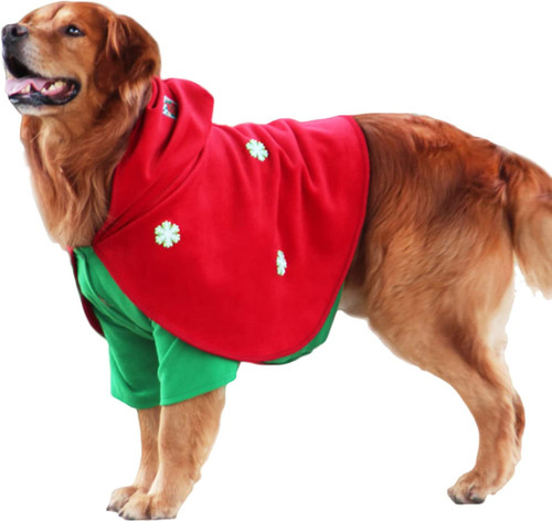 لباس شنل سگ کریسمس FLAdorepet برای سگ بزرگ، لباس بابا نوئل حیوان خانگی، کت شنل سگ زمستانی در هوای سرد