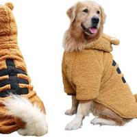 لباس سگ دایناسور خنده دار هالووین کت گرم پشم گوسفند زمستانی طلایی رتریور 
