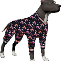 لباس بدن سگ LovinPet، لباس خواب سگ محافظ پس از عمل، لباس خواب ضد ریزش سگ، وزوز زنبورهای سبک وزن کشدار، پرندگان آواز آبی اسپرینگ بلوم به عنوان ته ژاکت سگ