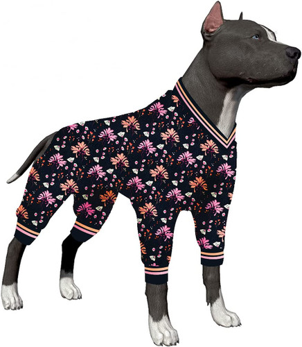 لباس بدن سگ LovinPet، لباس خواب سگ محافظ پس از عمل، لباس خواب ضد ریزش سگ، وزوز زنبورهای سبک وزن کشدار، پرندگان آواز آبی اسپرینگ بلوم به عنوان ته ژاکت سگ