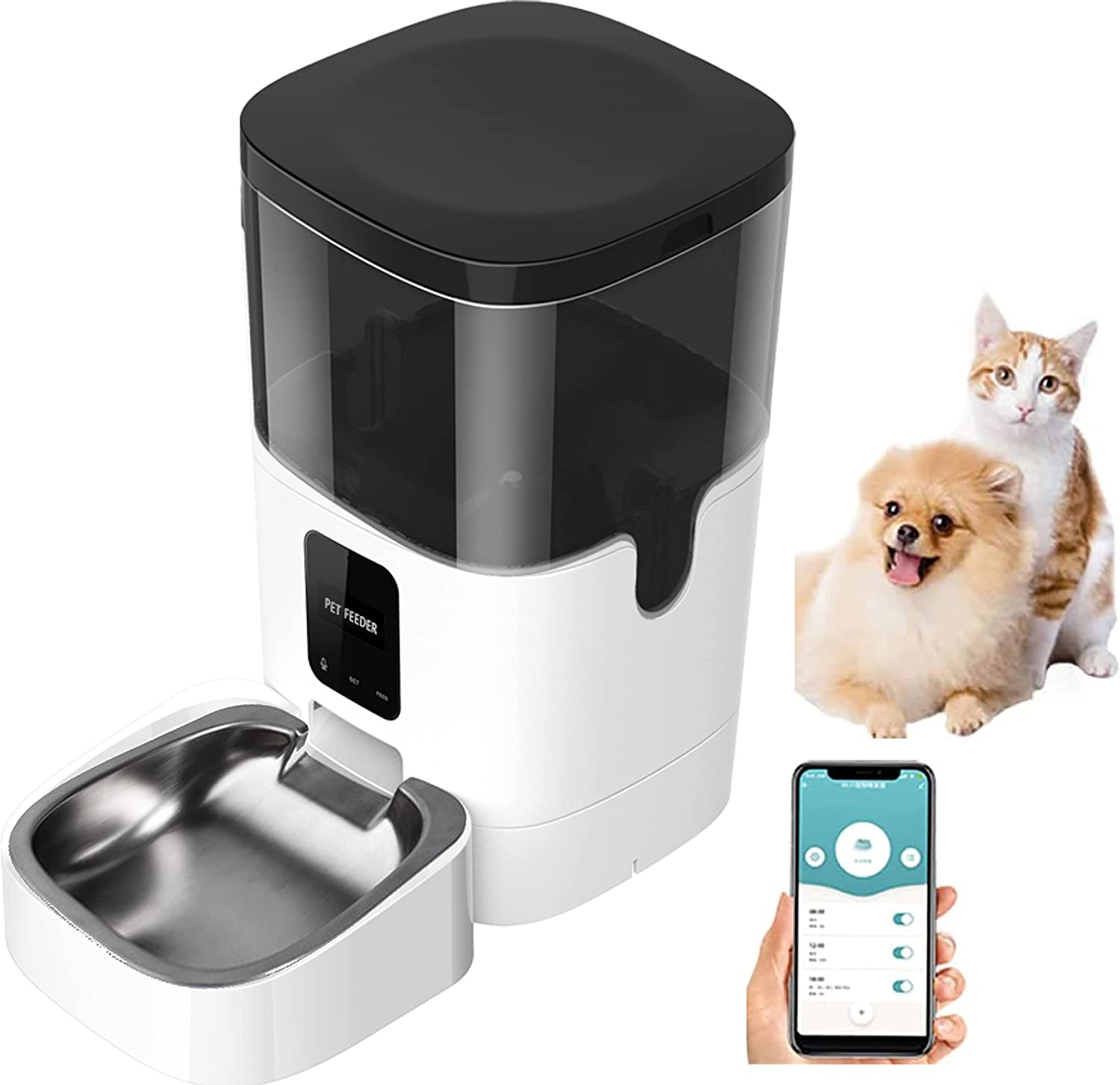 توزیع کننده غذای سگ وای فای برنامه کنترل تغذیه گربه خودکار 6 لیتری 