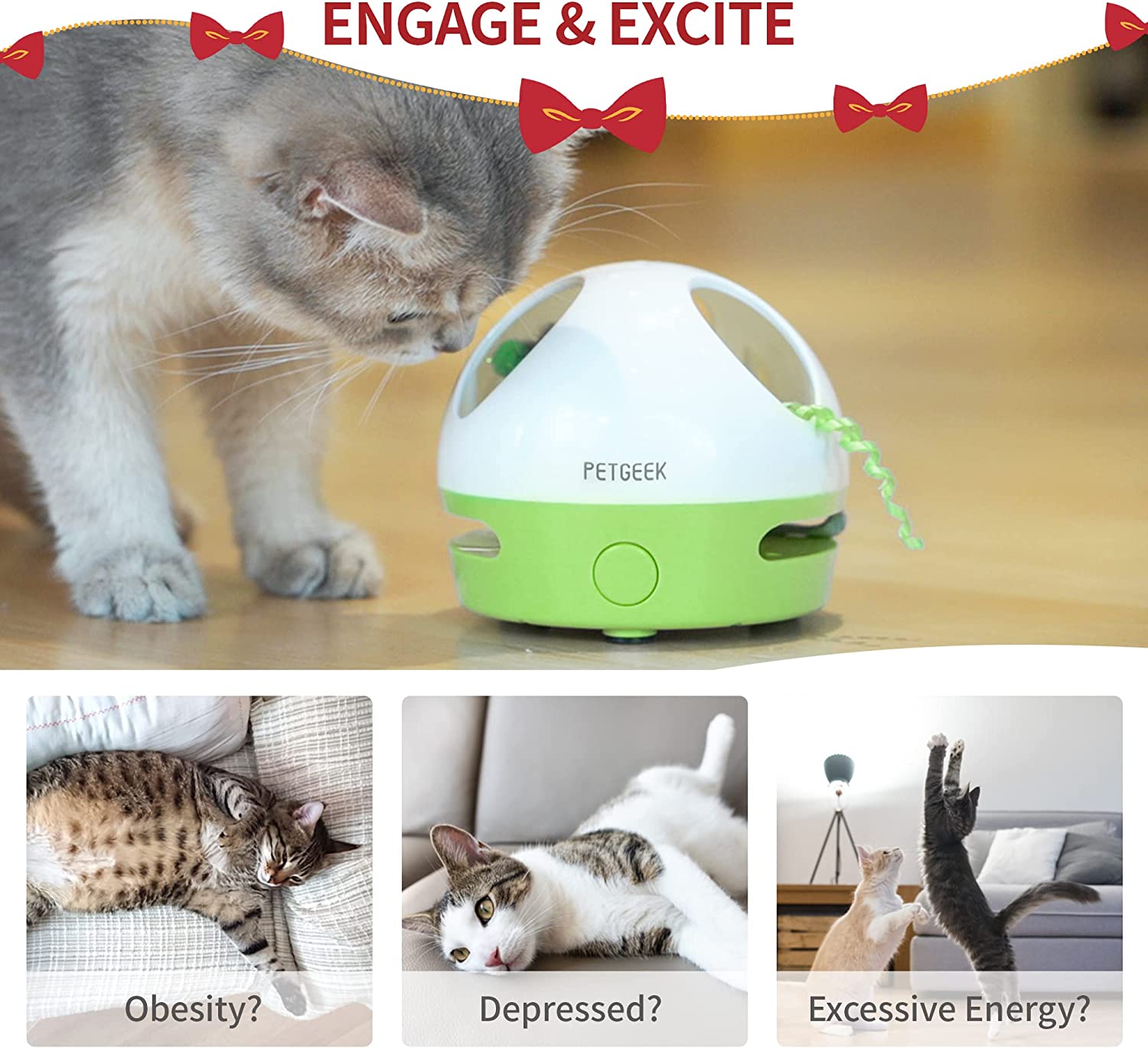  هنگام استفاده از اسباب بازی های الکترونیکی گربه ما، عملکرد کم سر و صدای گربه شما را پرت نمی کند یا نمی ترساند. اسباب بازی های تعاملی گربه عالی برای گربه های داخل خانه.