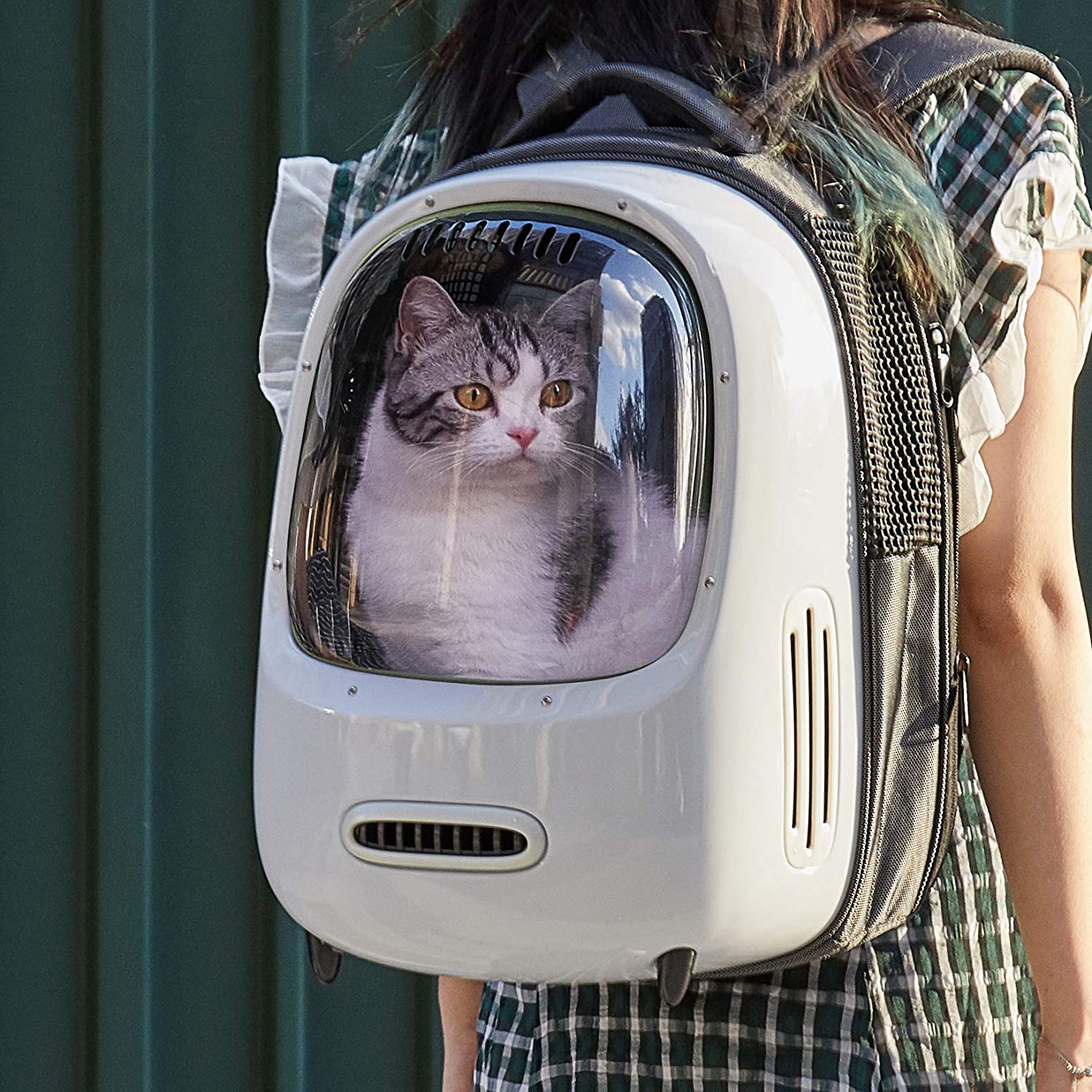 کوله پشتی حمل گربه و توله سگ ( تهویه شده با فن و نور داخلی ) برند : PETKIT  کد : KT 970