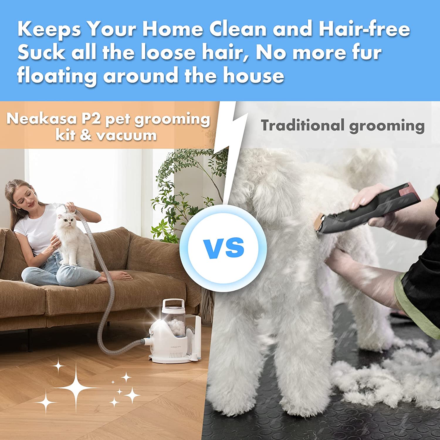 گیره برقی عملکرد برش عالی را ارائه می دهد. ابزار نازل و برس تمیز کننده را می توان برای جمع آوری موهای حیوانات خانگی که روی فرش، مبل و زمین می ریزد استفاده کرد.