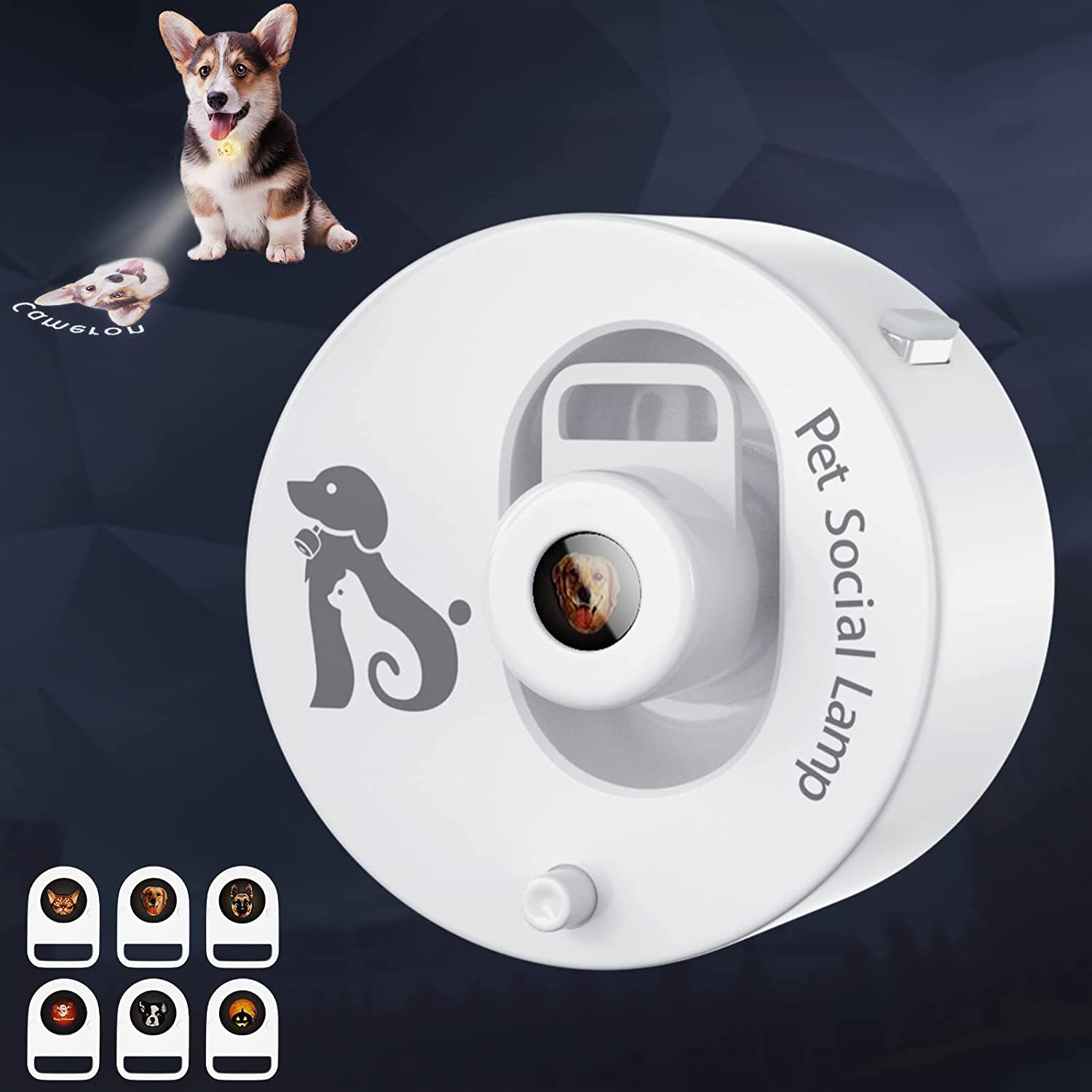 چراغ قلاده سگ با اسلایدهای پروجکشن ( مجهز به تراشه مدار مستقل و باتری هوشمند ) برند: Pet Social Lamp   کد : GH 510