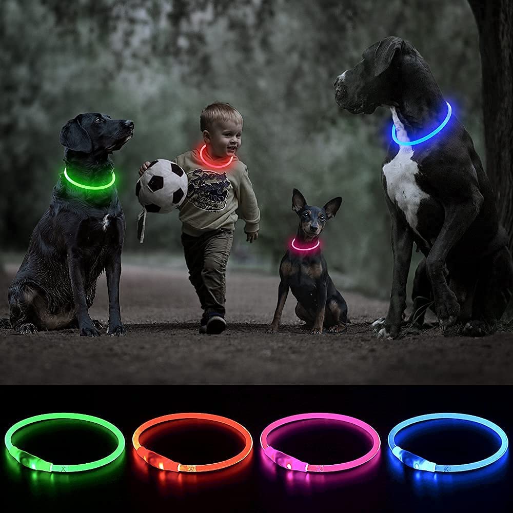  با 2 عدد LED و لوله های هدایت نور TPU روشن کنید تا این یقه از هر جهت دیده شود. سگ های خود را از برخی خطرات احتمالی دور نگه دارید.