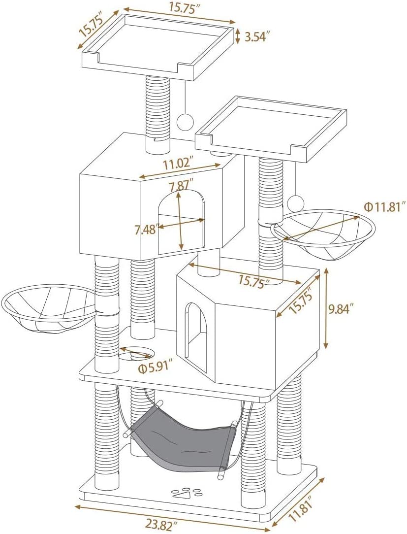  برج گربه چند سطحی از مواد مخمل خواب دار با کیفیت خوب تشکیل شده است که بسیار نرم و راحت است