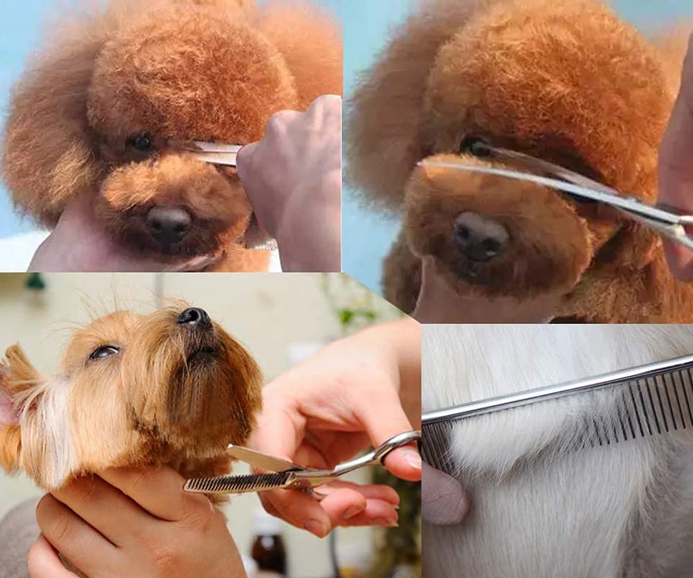 کیت قیچی نظافت سگ حرفه ای دارای طراحی ایمن با نوک گرد است که به شما امکان می دهد حیوانات خانگی خود را با خیال راحت کوتاه کنید. 
