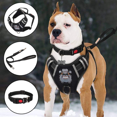 جلیقه سگ با قابلیت تنظیم ، بازتابنده ، آکسفورد برای سگ های بزرگ با بند و قلاده آموزش برند : TIANYAO کد : G 220
