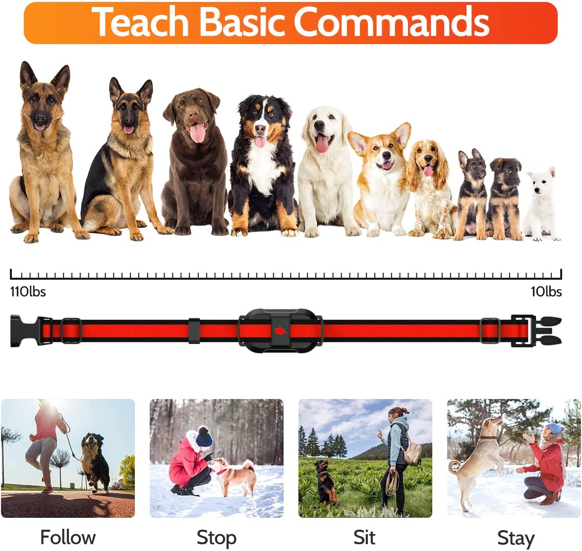  این قلاده آموزش سگ دارای 4 حالت از جمله بیپ، لرزش، شوک (1-99) و نور است، به راحتی می توان سگ خود را در فضای باز یا داخل خانه آموزش داد.