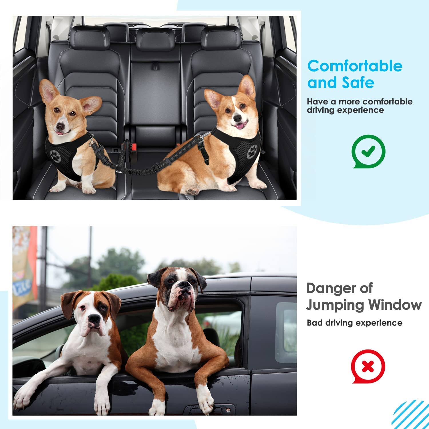از پریدن سگ ها در ماشین و جلوگیری از تلاش آنها برای پریدن به صندلی جلو جلوگیری می کند.