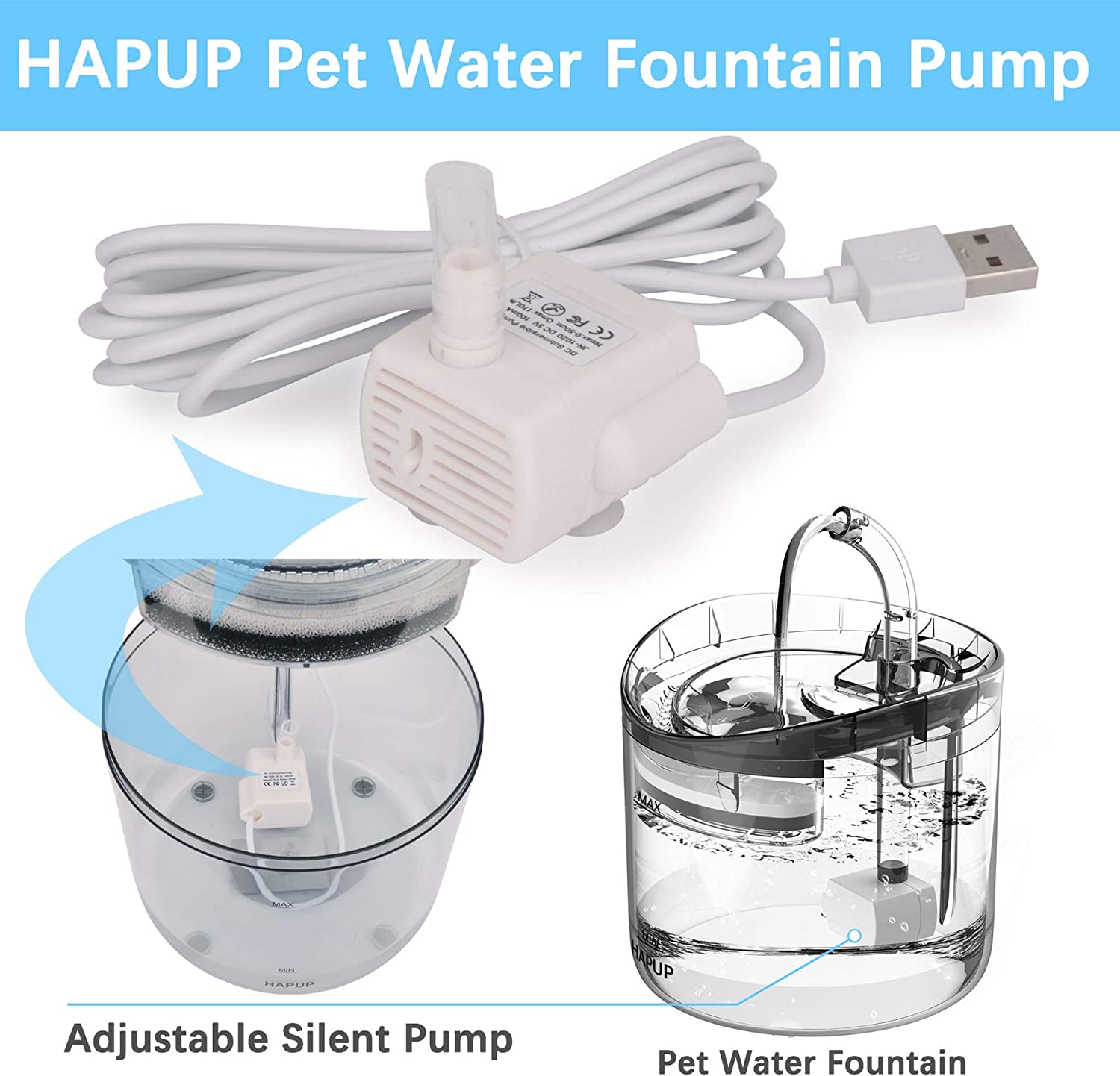  پمپ آب چشمه گربه HAPUP را می توان به طور گسترده به عنوان یک جایگزین یا به عنوان یک پمپ پشتیبان در طول تمیز کردن پمپ استفاده کرد.