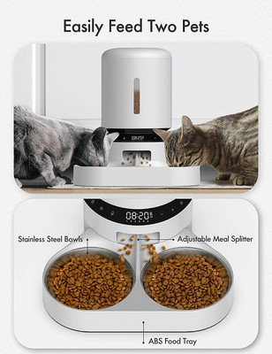 غذاخوری اتوماتیک ، ( تک کاسه و دوکاسه ) گربه ، همراه با یک تقسیم کننده غذا قابل تنظیم برند: Hcosmy  کد : E 230