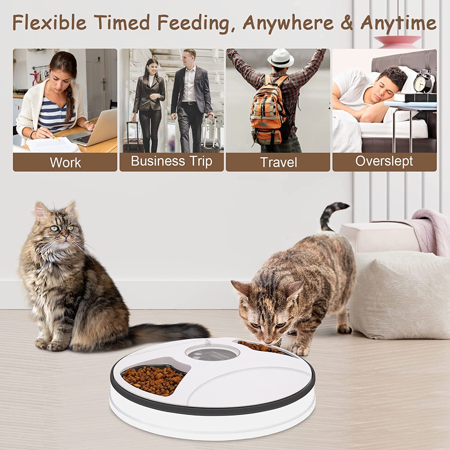 غذاخوری  اتوماتیک برای دو گربه و سگ ، تغذیه هوشمند زمان بندی شده با یادآور صوتی (دو کاسه) برند : Skade   کد E 260