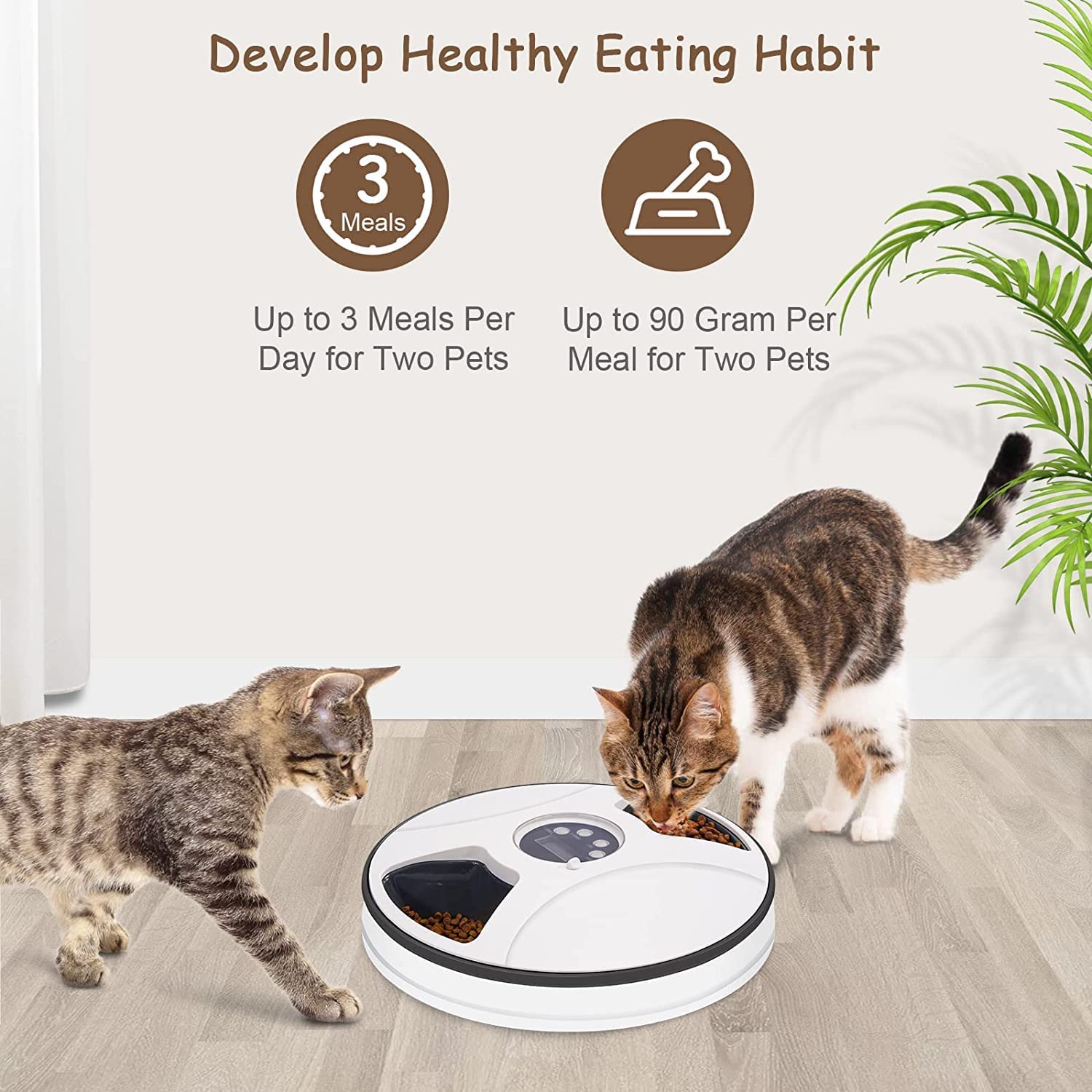 غذاخوری  اتوماتیک برای دو گربه و سگ ، تغذیه هوشمند زمان بندی شده با یادآور صوتی (دو کاسه) برند : Skade   کد E 260