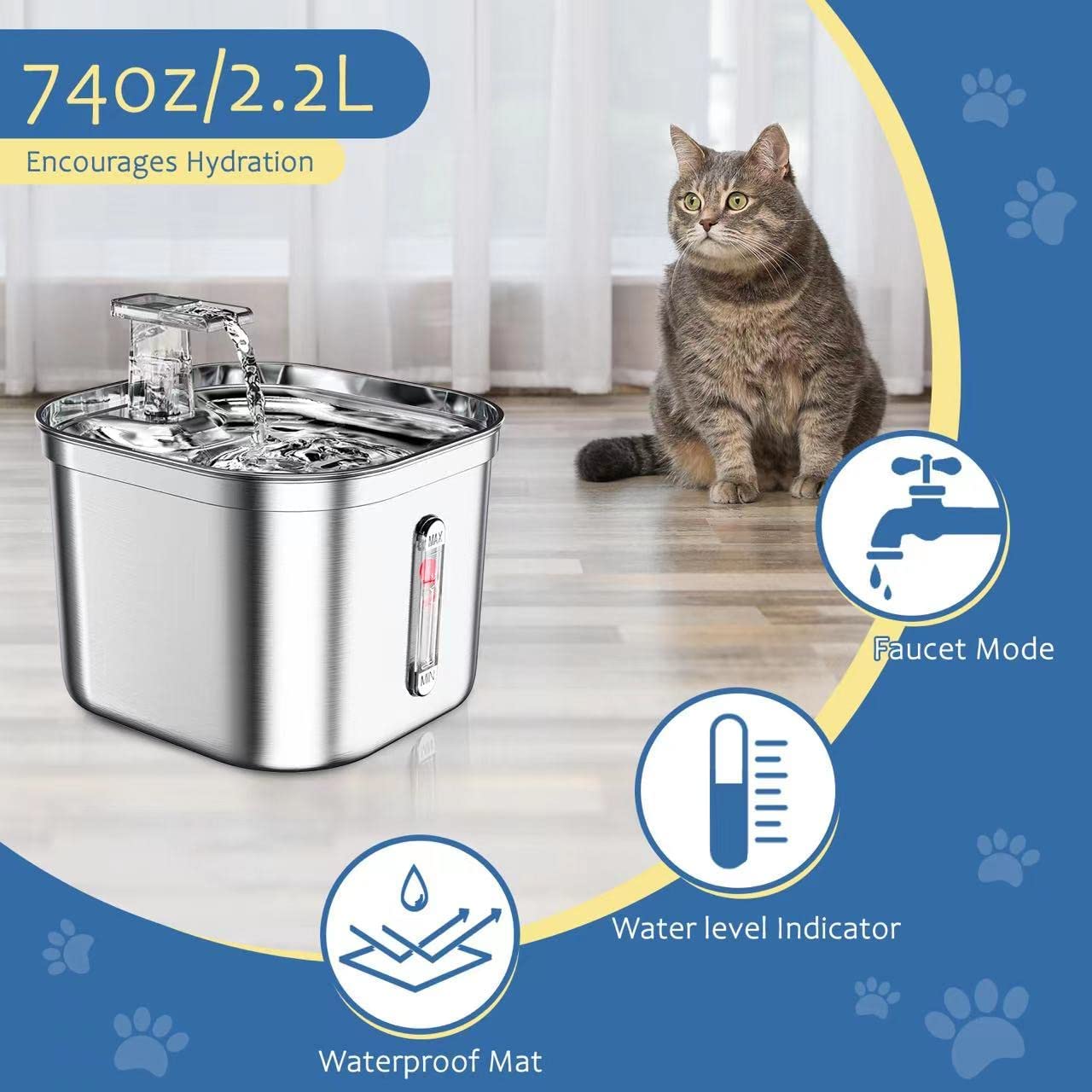آبخوری اتوماتیک گربه ، استیل ضد زنگ برند: MISFANS  کد F 127