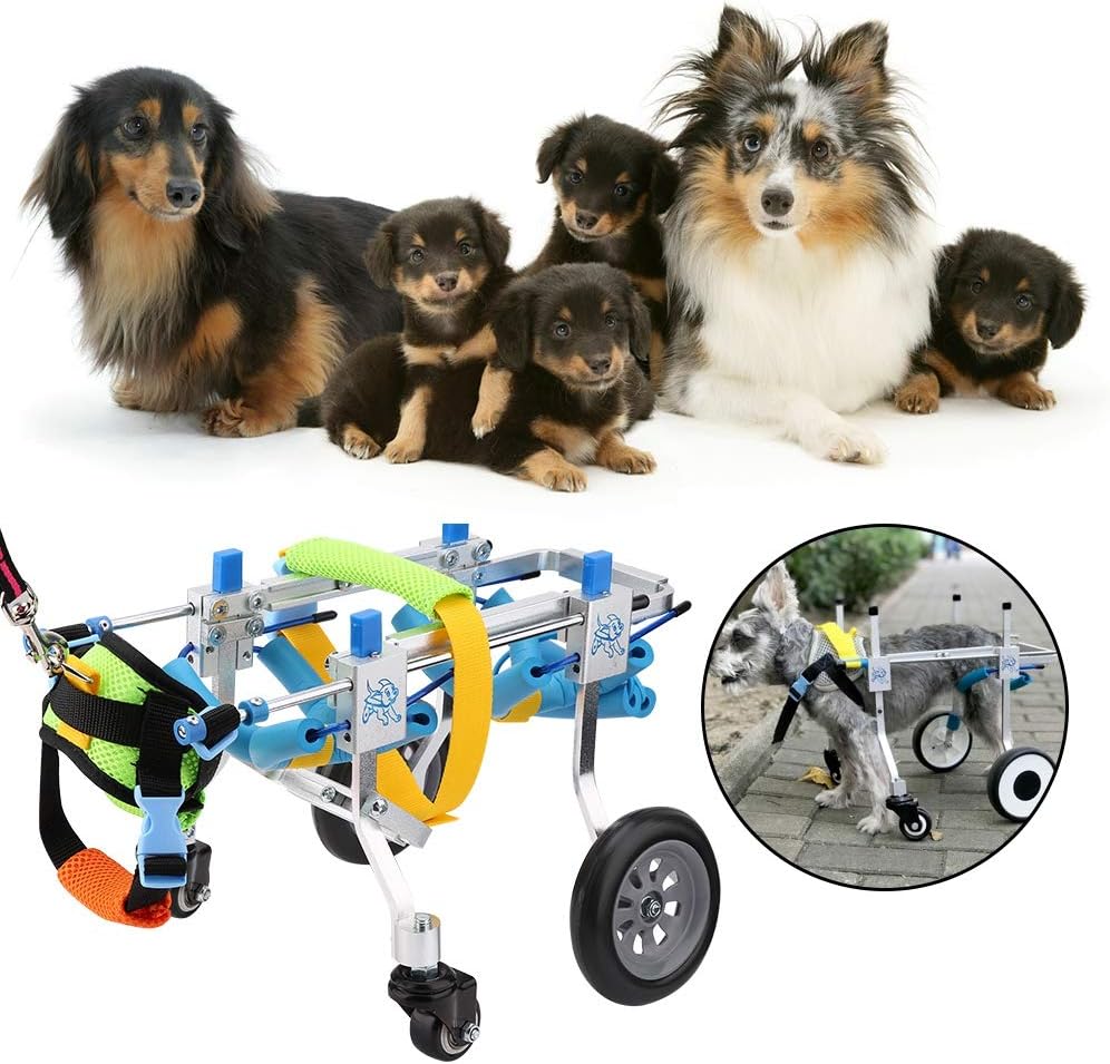 ویلچر سگ ، 4 چرخ قابل تنظیم ویلچر قابل حمل حیوان خانگی  برند: DLTQNA  کد : W 240
