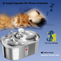 آبخوری گربه وسگ 2در1 ، فواره آب گربه استیل ضد زنگ مجهز به پمپ ارتقا یافته بی صدا برند : MewDgland کد : F 135