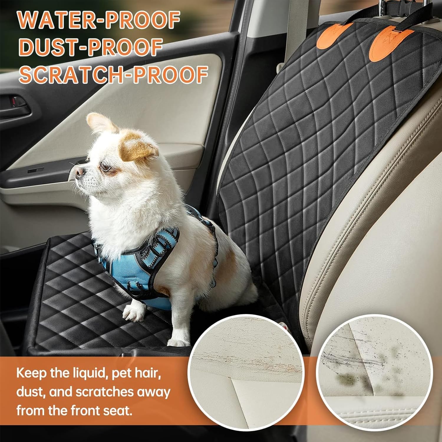 روکش صندلی جلو ماشین سگ ، ضد خش ، ضد آب ، با بند سگ برند: YHOME کد : SM 625