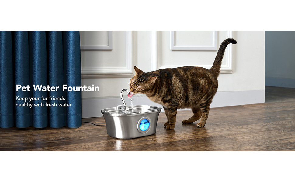 آبخوری گربه با پنجره سطح آب با پمپ فوق العاده بی صدا، سیستم چند فیلتراسیون برند : TERRIFI  کد : F 141