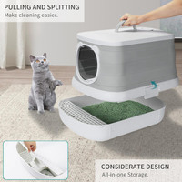 توالت گربه ، جعبه خاک گربه 13 لیتری کاملاً پوشیده، جعبه بستر تاشو و قابل حمل برند : Angju  کد : X 1600