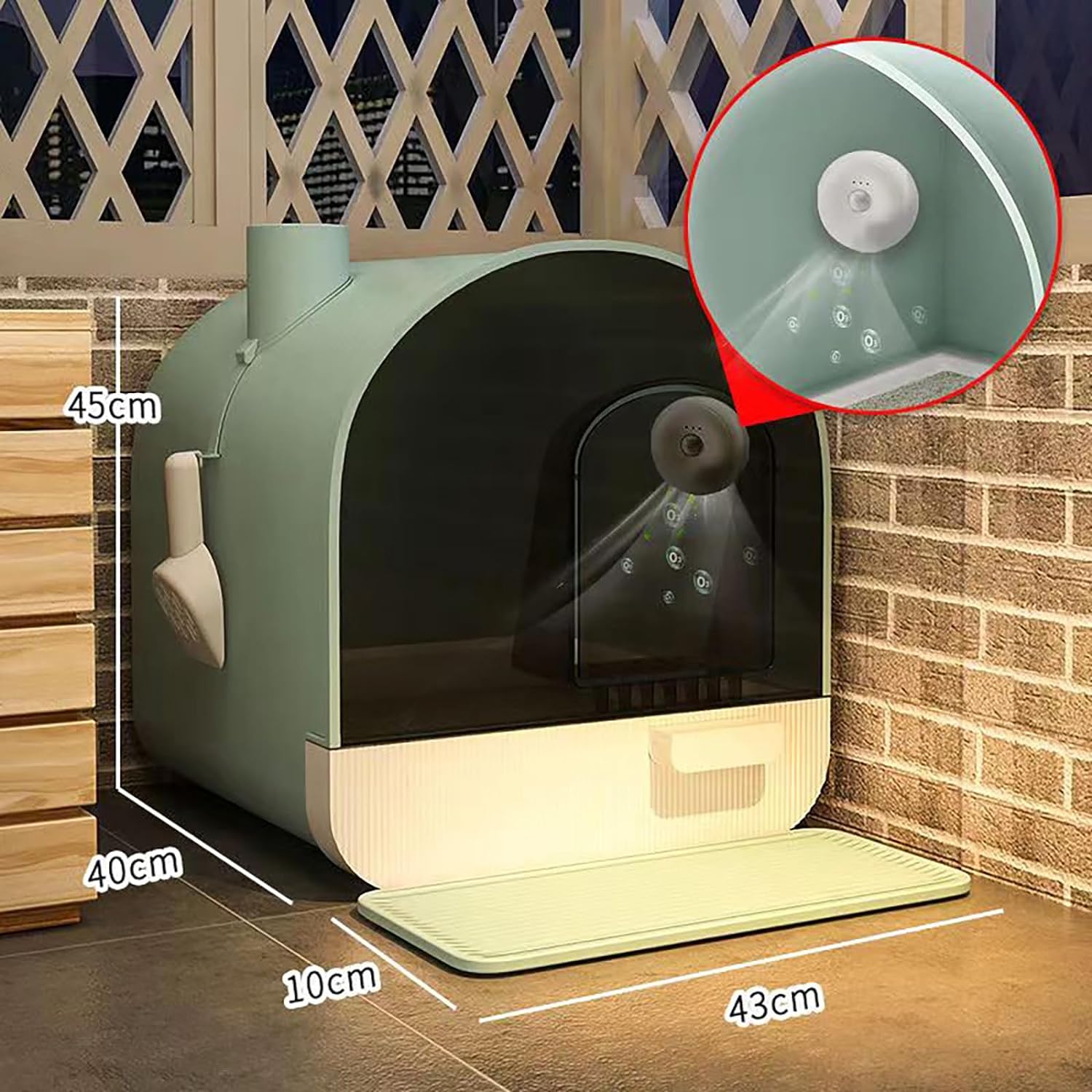 جعبه خاک گربه ضد پاشش از نوع کشو یی ، کاملاً محصور با دستگاه تصفیه بو و بو زدایی برند: Generic کد : X 1700