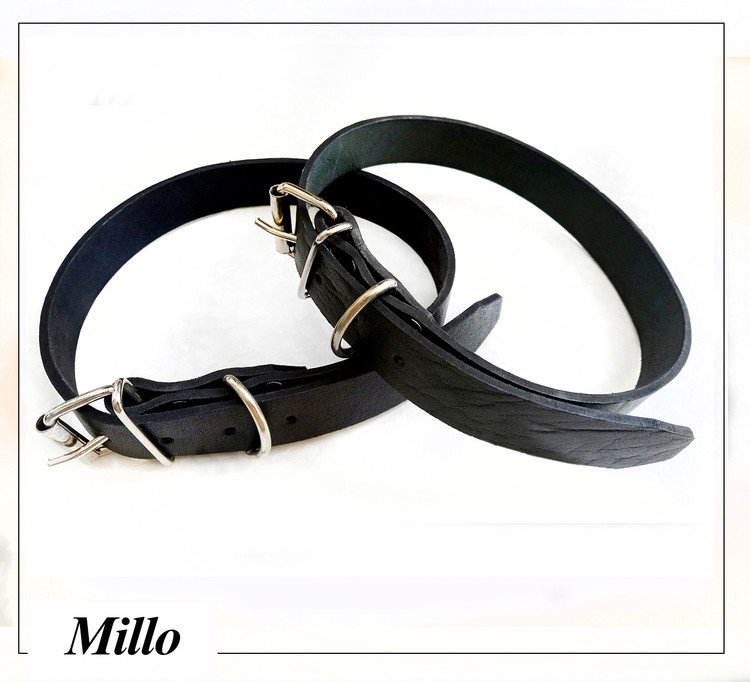 تهیه شده از چرم طبیعی و یراق فولادی در دو رنگ مشکی و قهوه ای