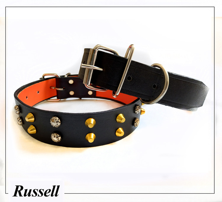 تهیه شده از چرم طبیعی و یراق مرغوب و نگینهای با کیفیت بالا میباشد . مناسب انواع سگ های بزرگ.