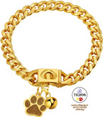 قلاده گردنی لوکس زنجیر سگ Luxlife مدل ST310 زنجیر براق استیل ضد زنگ منحصر بفرد و روکش 5 لایه طلای 18 عیار