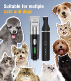 ✄کیت کامل ماشین اصلاح حیوانات خانگی شامل : 6 شانه فولادی، شانه محدود، بطری روغن، دفترچه راهنمای دستورالعمل، و آداپتور و یک تیغه کوچک است.