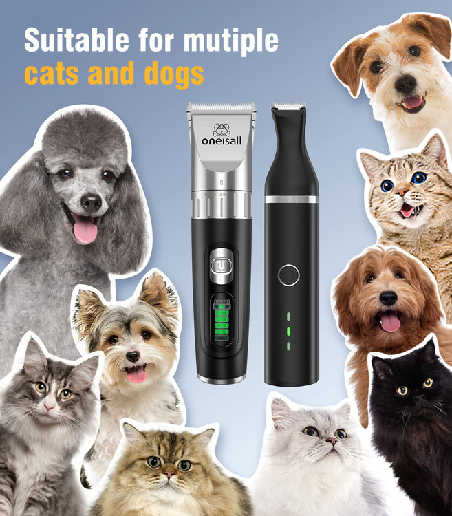 ✄کیت کامل ماشین اصلاح حیوانات خانگی شامل : 6 شانه فولادی، شانه محدود، بطری روغن، دفترچه راهنمای دستورالعمل، و آداپتور و یک تیغه کوچک است.