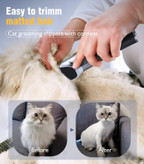 هنگام کوتاه کردن موهای بلند روی پوست حیوان خانگی باعث درد و یا تحریک نمیشود و با دو تیغه نواحی باریک را به خوبی اصلاح می کند.