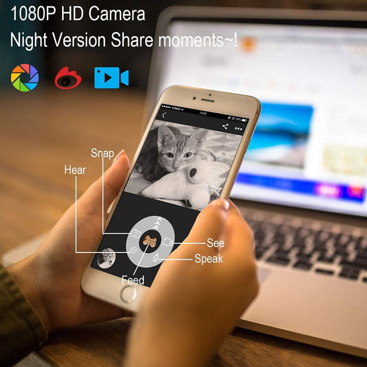 این دستگاه با دوربین HD کامل 1080P با دید در شب عالی تصویری عالی برای شما فراهم می کند تا بتوانید حیوان خانگی خود را در روز و شب نظارت کنید و بدانید در خانه چه خبر است.