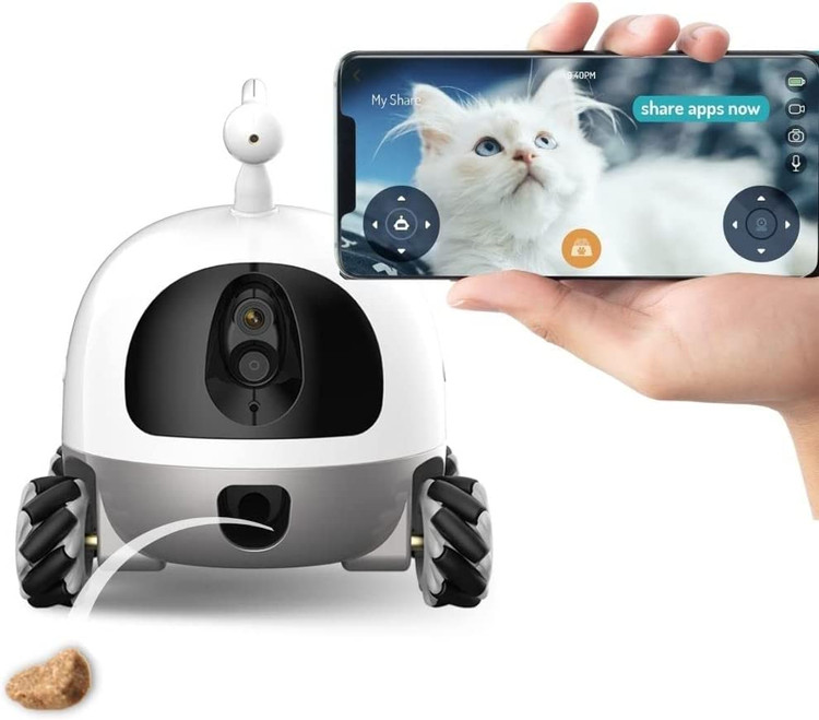 ربات دوربین هوشمند متحرک حیوان خانگی Tuti robo مدل T 90 یک دستگاه کنترل از راه دور دو طرفه خودکار صوتی بی سیم ، با دید در شب می باشد.